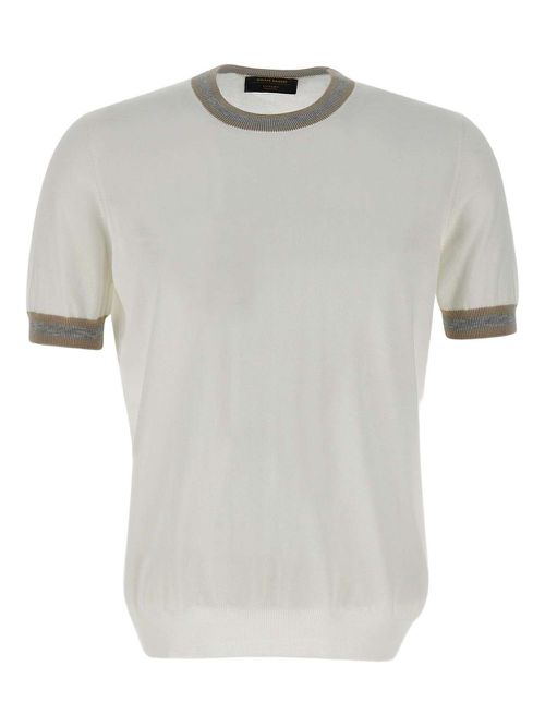 Short-sleeve fine-knit top - Grey