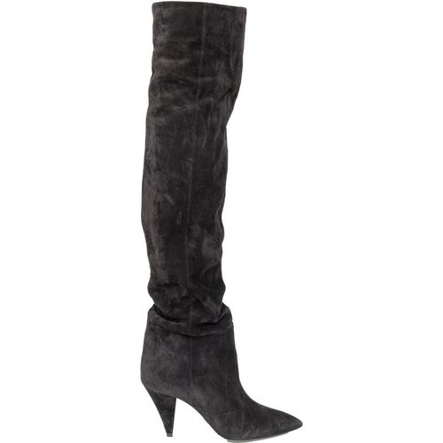 Saint Laurent Pre-owned Womens Era 85 Over-the-Knee Suede Boots - '10s - Black Cashmere - Size EU 38