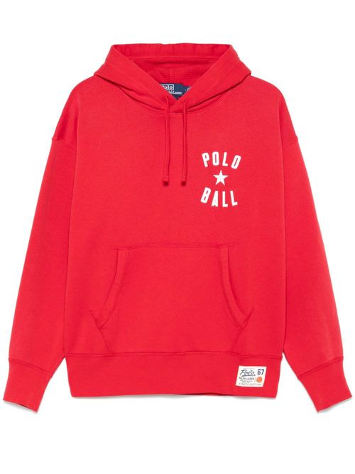 Logo-appliqué hoodie - Red