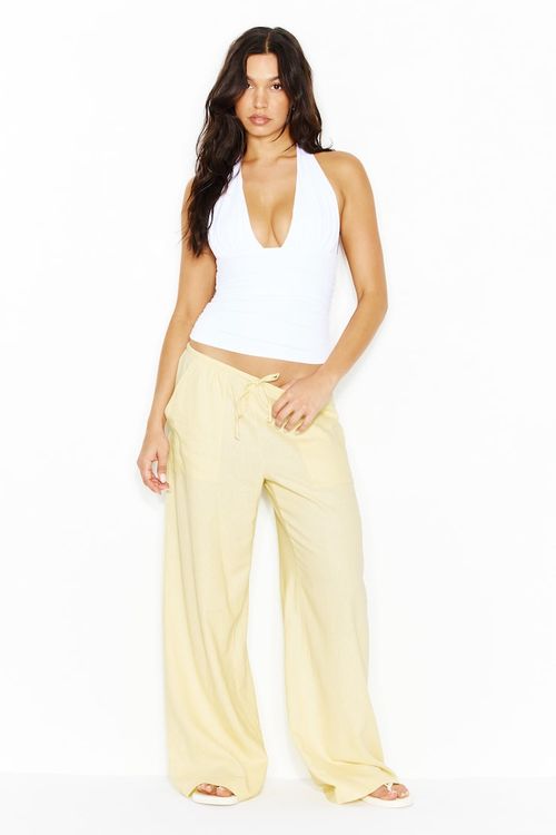 Millie Linen Pull-On Pants - Yellow - Women Clothing