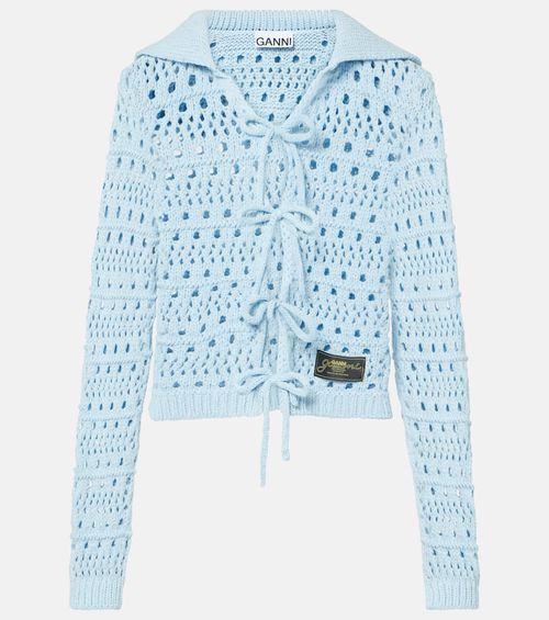 Open-knit cotton-blend cardigan