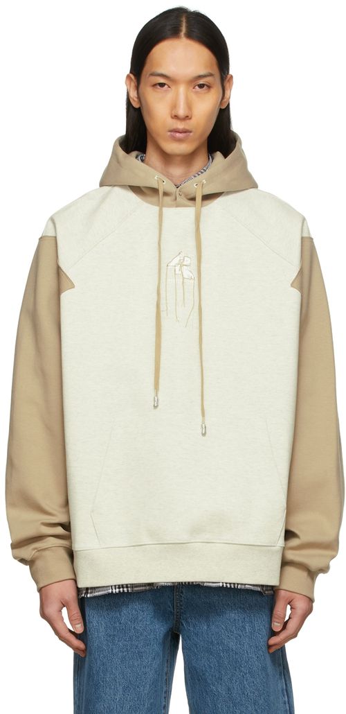 Ader Error | Gray & Tan Sculpture Logo Hoodie | Realry