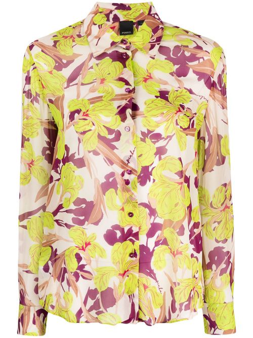 Floral-print button-up shirt - Purple