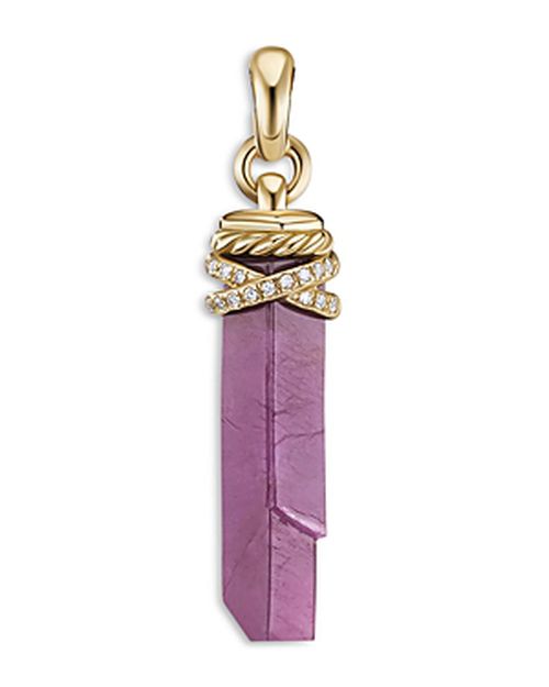 Amulets 18K Yellow Gold Wrapped Ruby Amulet with Pave Diamonds