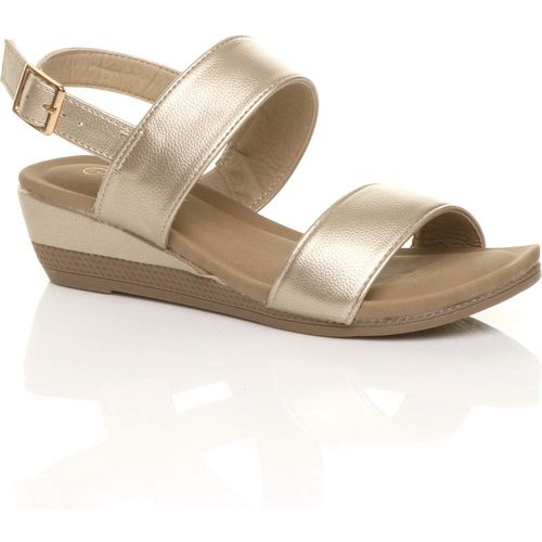 Low  Heel Strappy Slingback Faux Leather Wedges