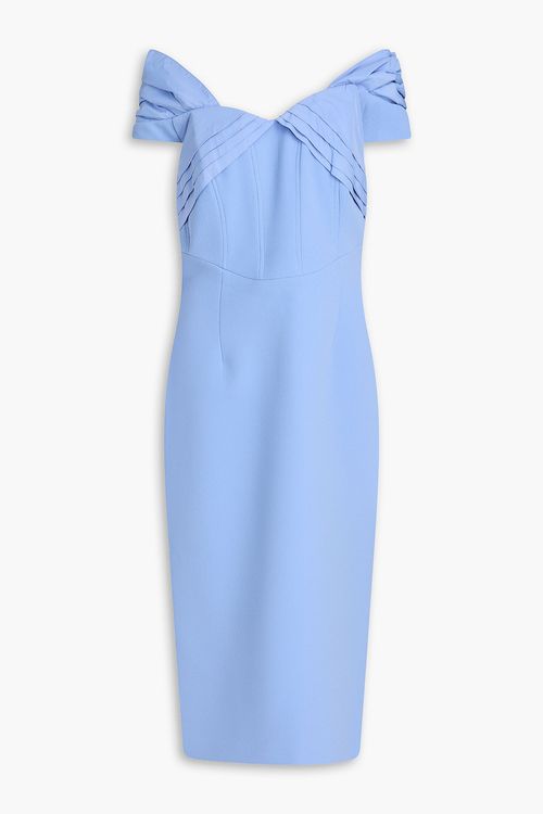 Juliana off-the-shoulder crepe midi dress - Blue - UK 12