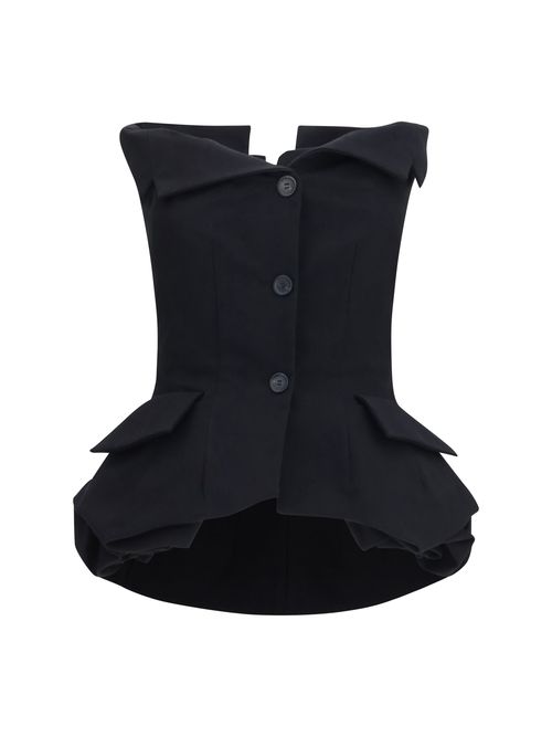 Cotton Bustier Corset Bustier Top — Black