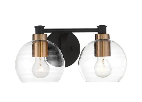 Keyport 2-Light Bathroom Vanity Light in Sand Coal With Natural Brushed Bra