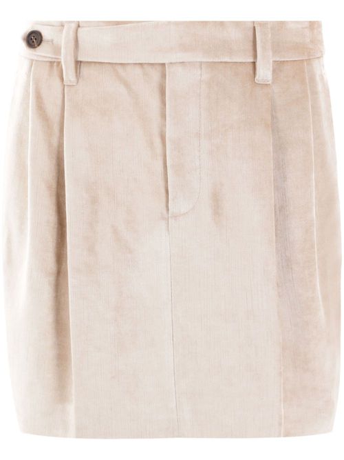 Dart-detail velvet miniskirt - Neutrals