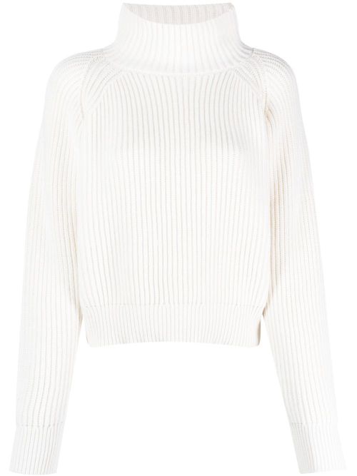 Ribbed-knit high-neck jumper - White