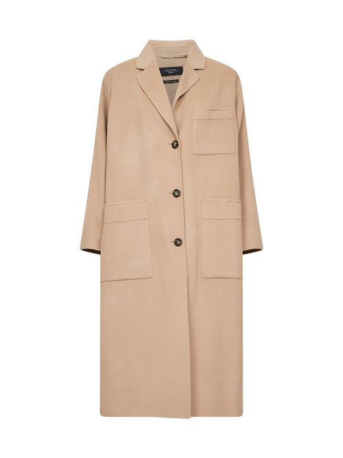 Virgin Wool Single-Breasted Coat — Beige