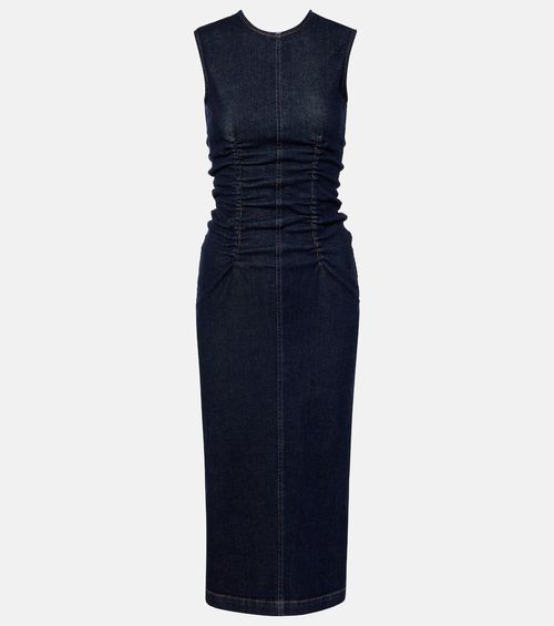 Voto cotton-blend denim midi dress