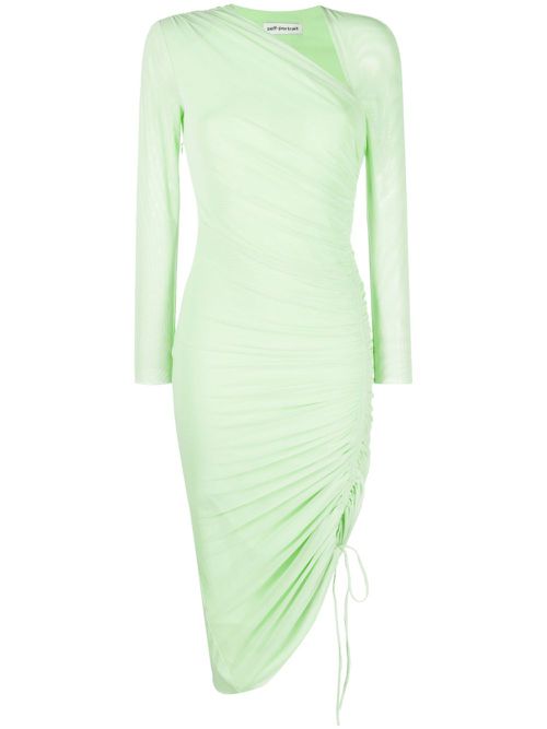 Ruched mesh midi dress - Green