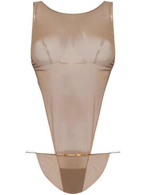 Backless georgette bodysuit - Neutrals