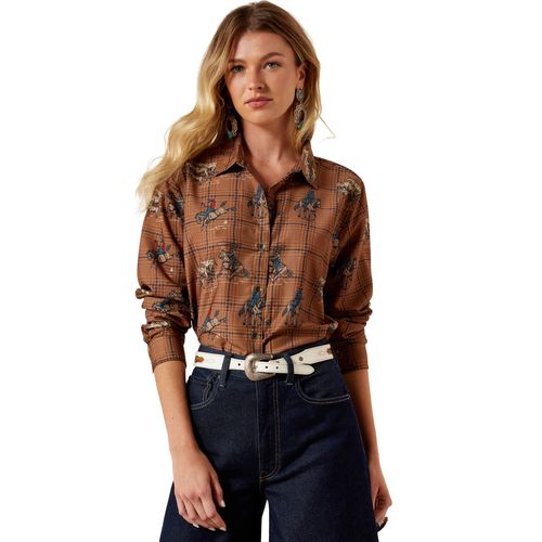 Women's Homestyle Western Shirt Long Sleeve in Glen Plaid Rodeo, Size 2X-Large, by