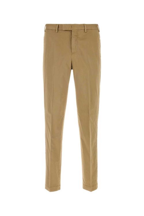 Cotton-Elastane Trousers — Beige