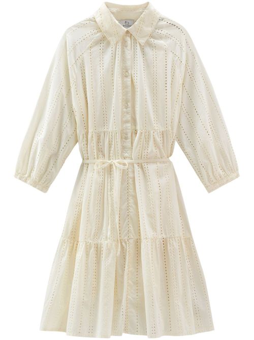 Broderie anglaise cotton shirtdress - Neutrals