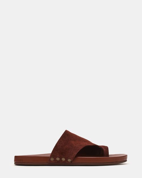Steve Madden Women's Kessey Thong Sandals - Brown Suede - - Leather