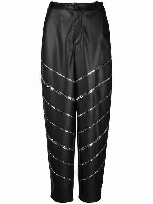 Stud-embellished tapered trousers - Black