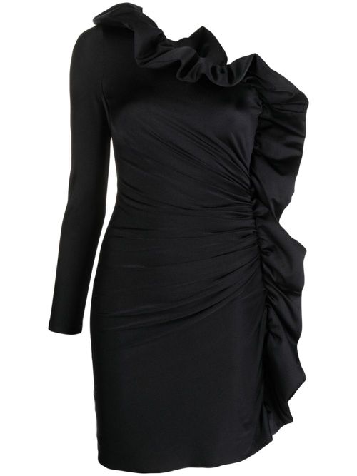 Ruffled one-shoulder dress - Black