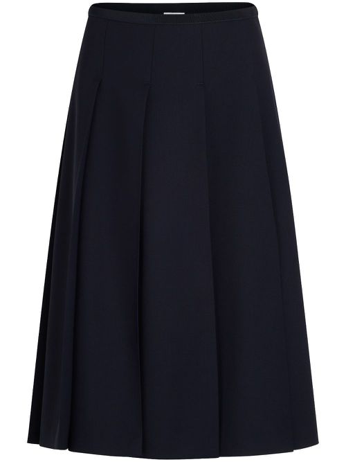 Pleated twill midi skirt - Blue