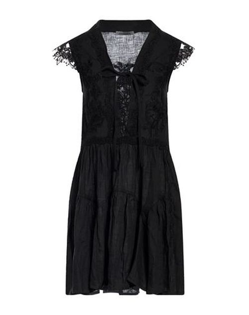 Woman Mini dress Black Size XS Linen, Rayon