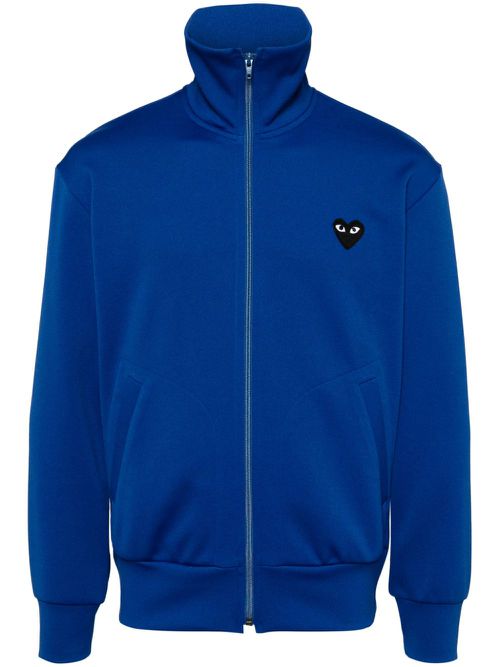Heart-print jersey track jacket - Blue