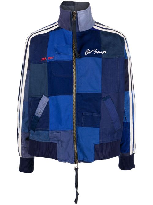 Logo-embroidered patchwork jacket - Blue