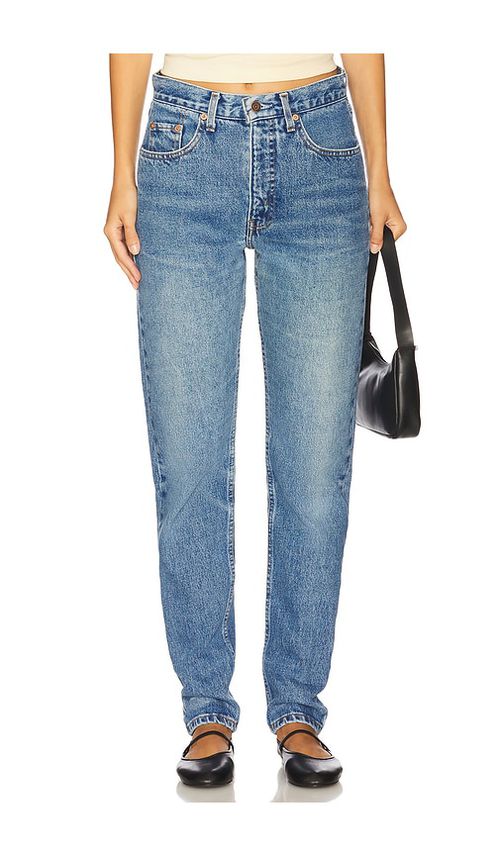 Aligrace Vintage High Rise Slim Straight Jean in Medium Dark - Blue. 23 also , 32