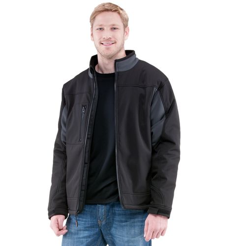 Men's Insulated Softshell Jacket - Warm Work Coat, Water-Repellent, Windproof, Flexible, Durable Cold-Weather Gear - Black