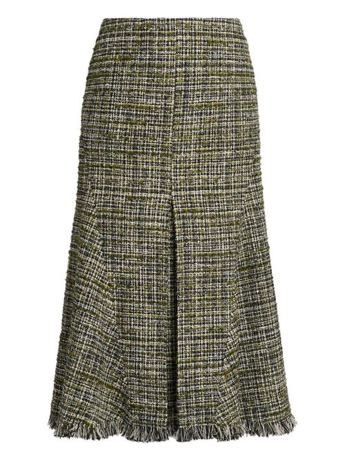Tweed pencil midi skirt - Green