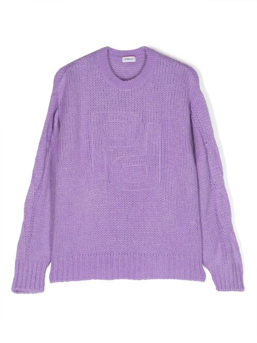 Logo-embroidered crew-neck jumper - Purple