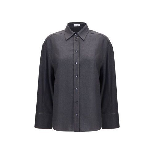 Virgin Wool with Monili Cuffs Shirt — Gray
