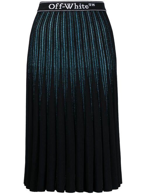 Glitter-stripe pleated skirt - 4501 BLUE WHITE
