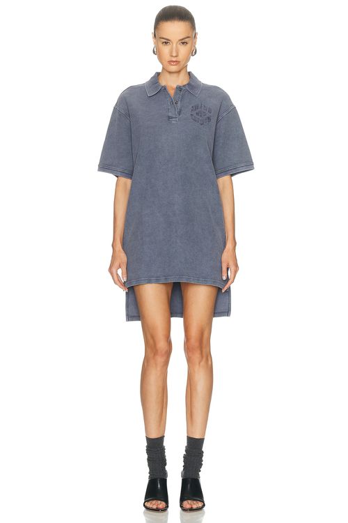 Alexander Wang Oversized High Low Polo Mini Dress in Navy