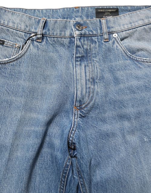Light Blue Washed Denim Jeans — Blue