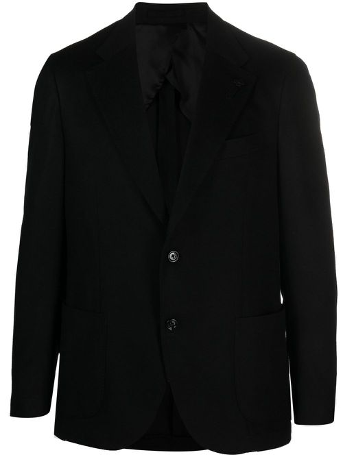 Single-breasted wool-cashmere blazer - Black