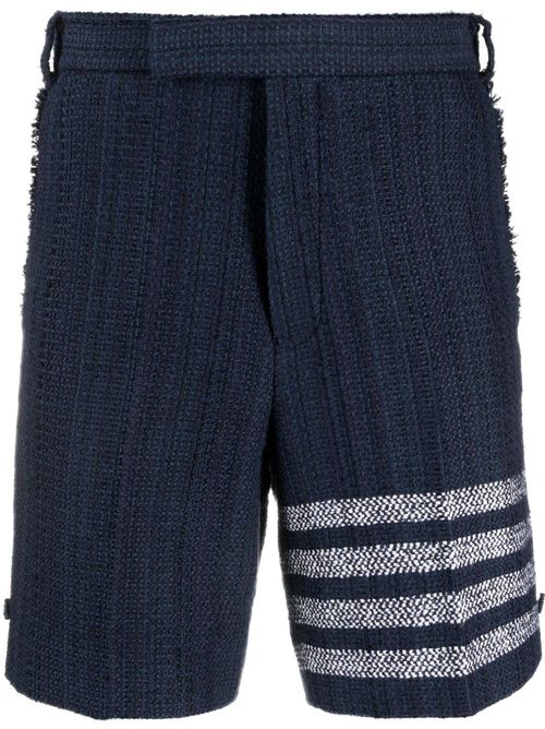 4 Bar-stripe tweed shorts - Blue