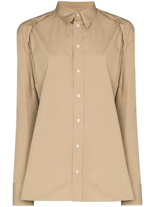 Gathered Detail Shirt — Brown