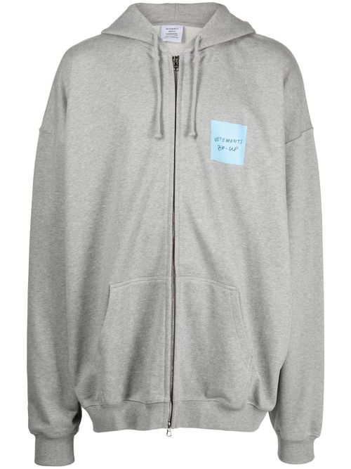 Logo-print zip-up hoodie - Grey