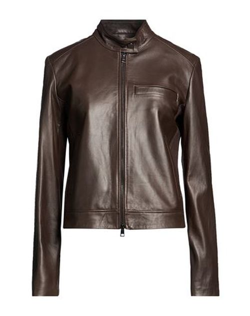 Woman Jacket Dark brown Size S Leather, Viscose, Elastane, Nylon