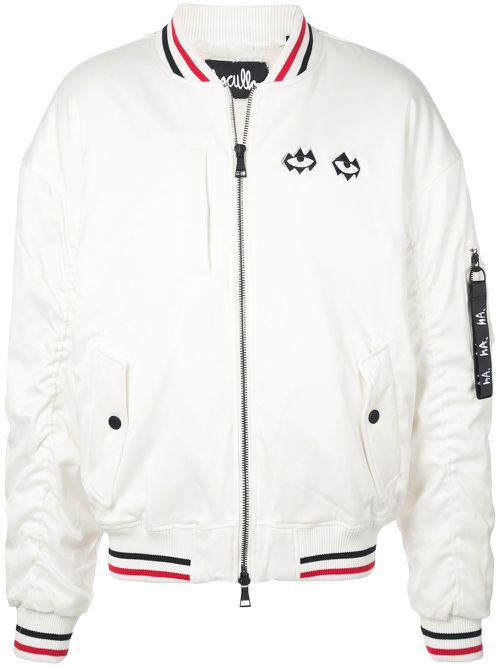 Embroidered bomber jacket - White