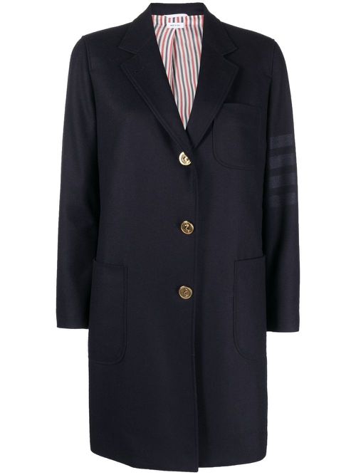 Engineered single-breasted side-stripe coat - Blue