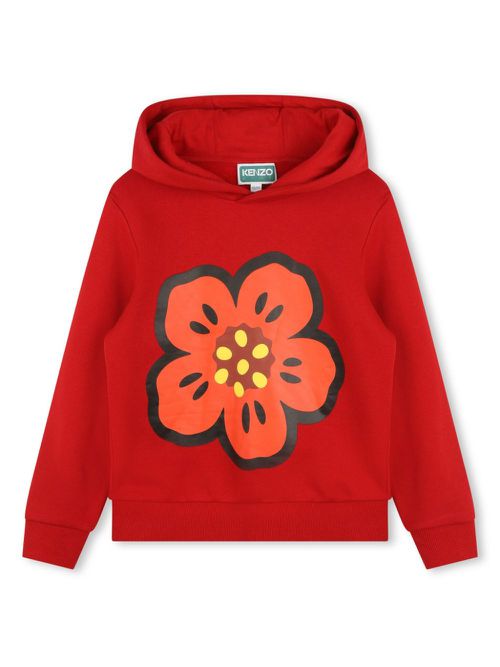 Boke Flower-print cotton hoodie - Red