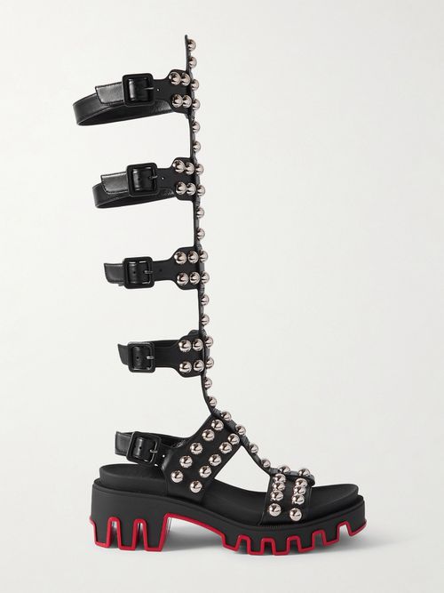 Gladiadune Studded Leather Sandals - Black