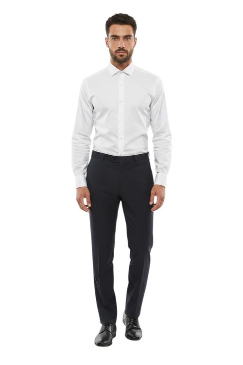 Blue Flat Front Trousers