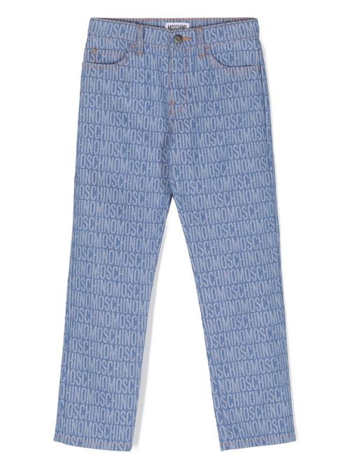 Monogram-jacquard straight jeans - Blue