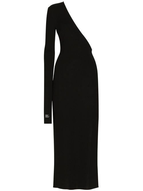 One-shoulder midi dress - Black