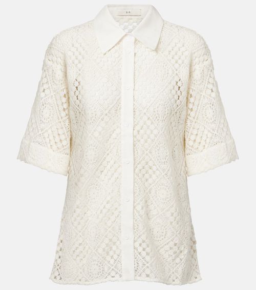 Crochet cotton-blend shirt