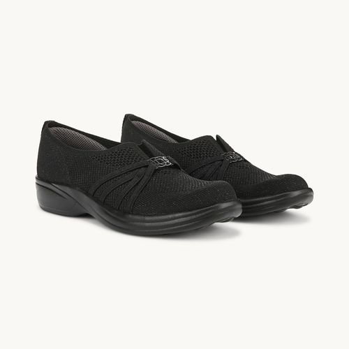 For Niche Slip On Shoes Black Knit Fabric